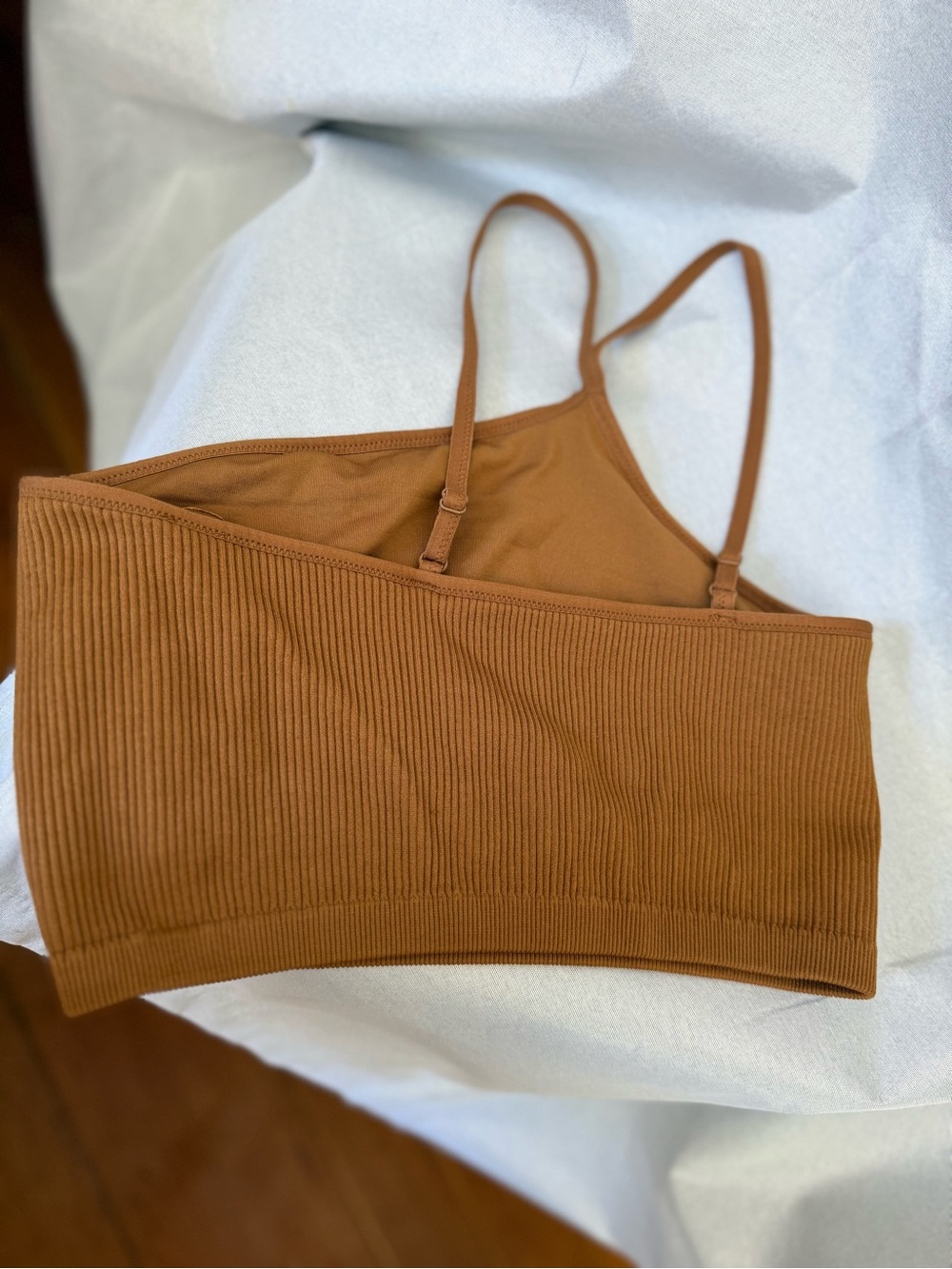 aerie One-Shoulder Ribbed Sports Bra in Brown - Picture 2 of 3